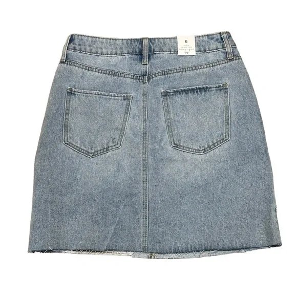 Womens Dip 6 Small Skirt Denim Jean Jeans Faded Navy Blue Straight Distressed - Picture 4 of 10